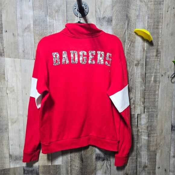 Victoria's Secret PINK Wisconsin Badgers Red Bling Sequin Embellished Sweatshirt - Picture 3 of 5